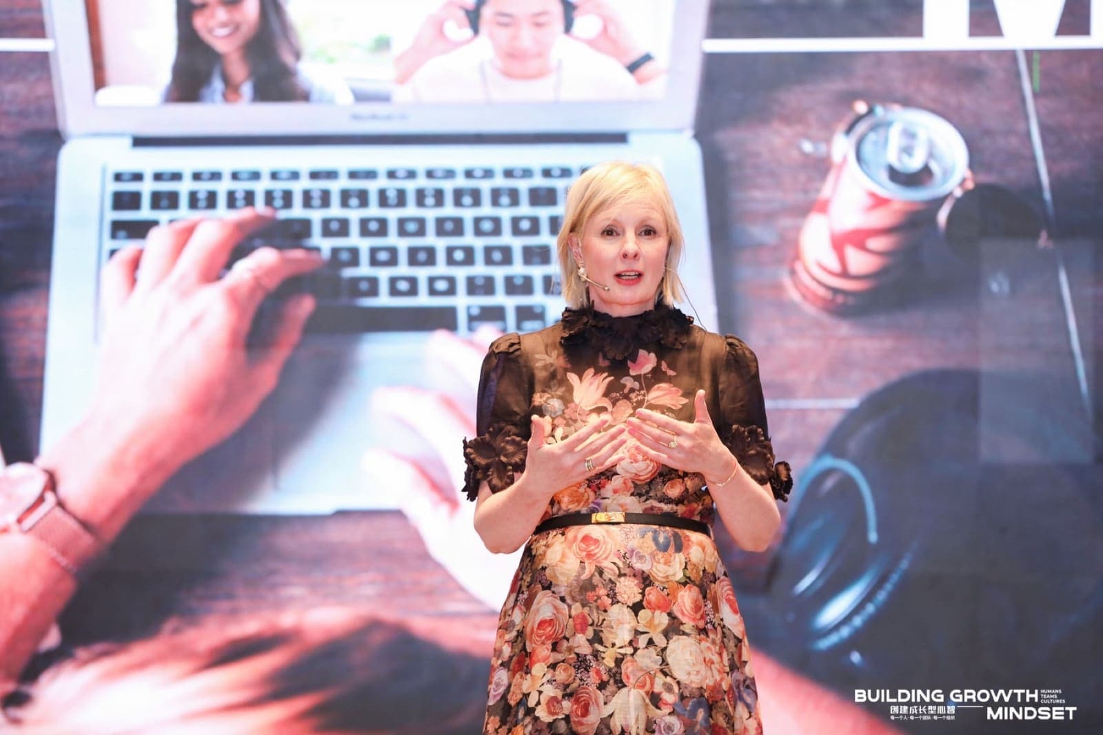 Susan Mackie on stage at the Building Growth Mindset event in Shanghai